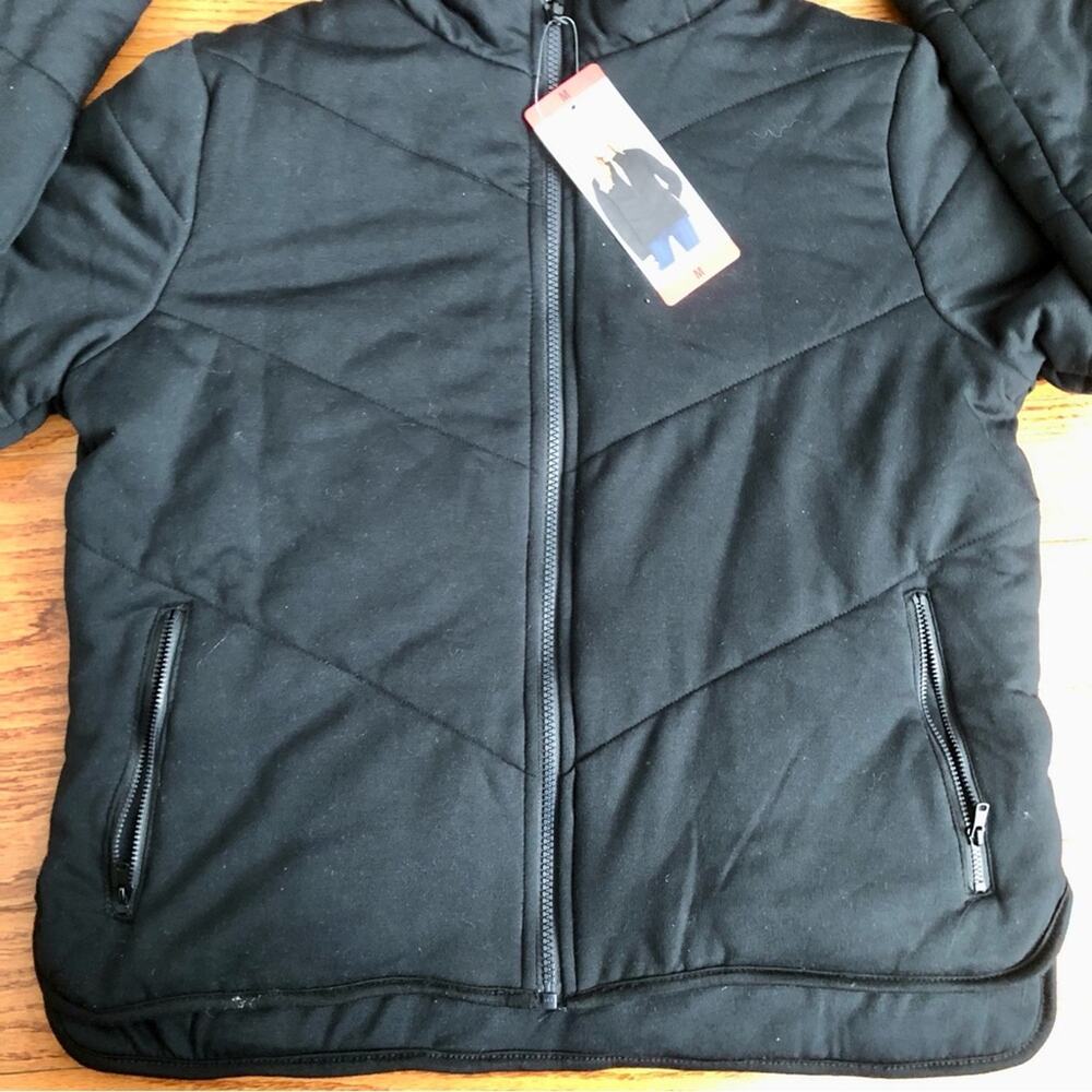 Three Dots Quilted Long Sleeves Zipper Pockets Black Jacket Women's Size M NWT - Picture 8 of 10